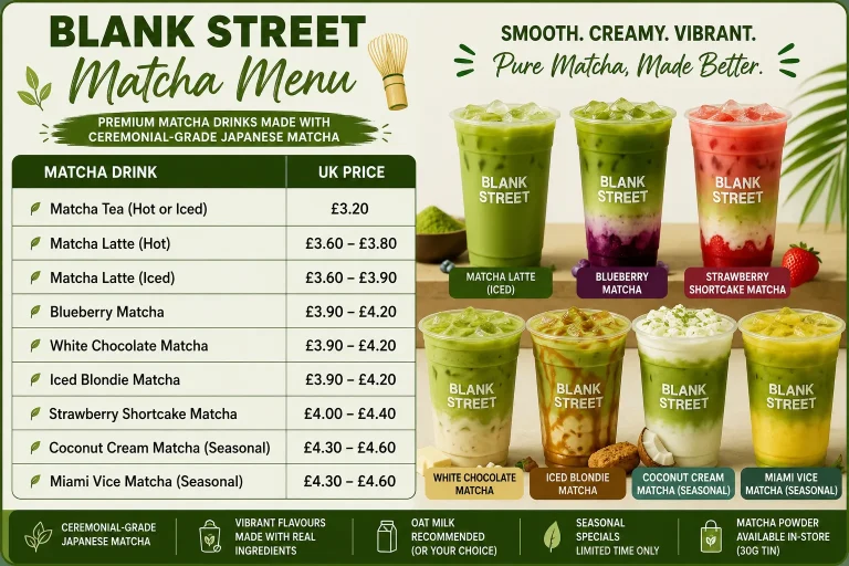 blank street matcha menu