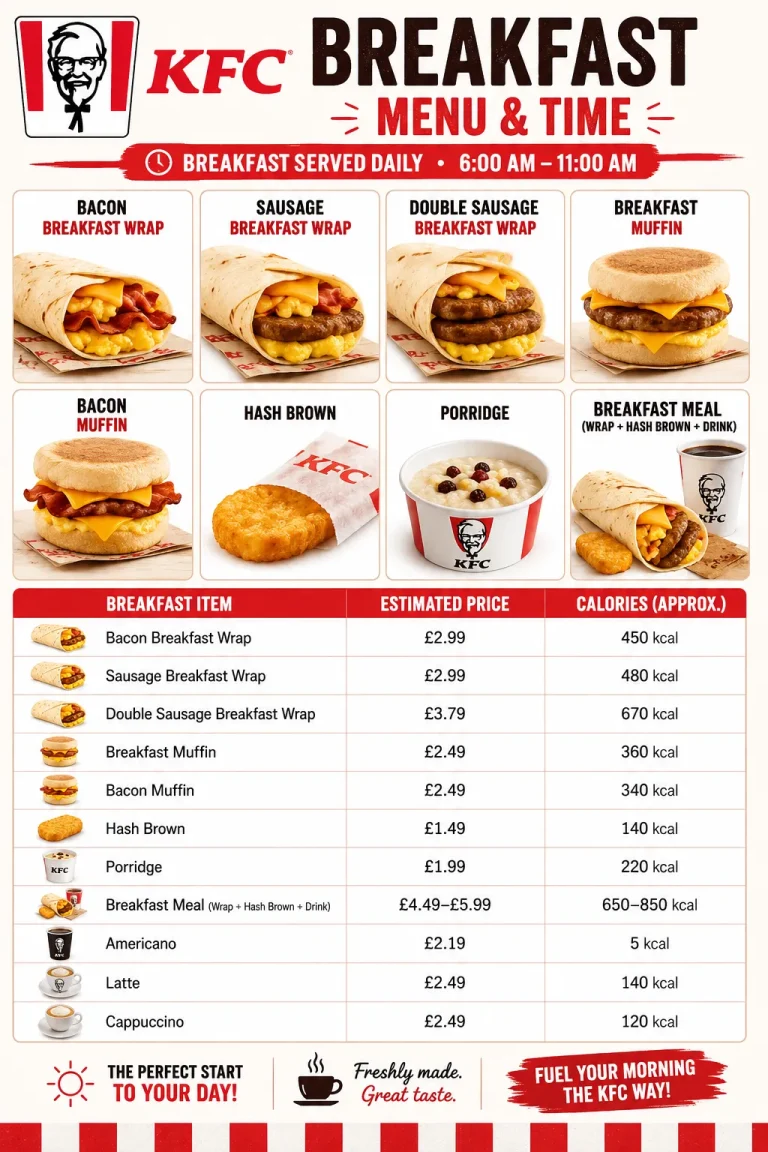 KFC Breakfast Menu