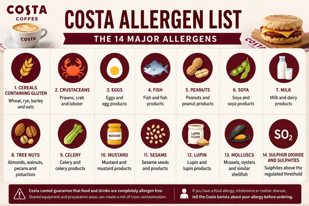 Costa Allergen Menu UK 2026