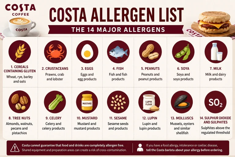 Costa Allergen Menu UK 2026